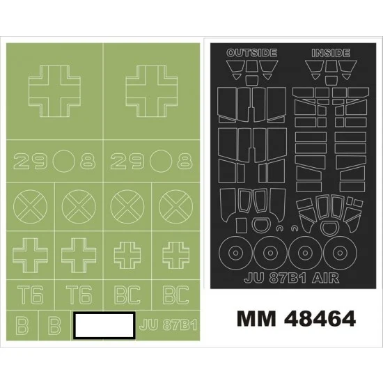 Montex MM48464 1/48 Ju 87B-1 Paint Mask for Airfix (Canopy & Insignia Masks)