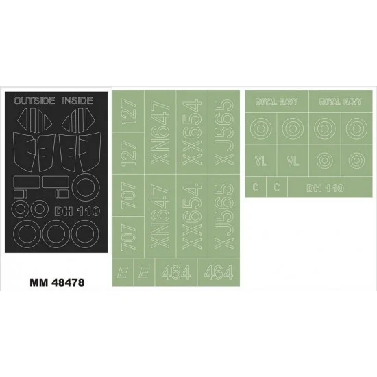 Montex MM48478 1/48 DH.110 Faw 2 Paint Masks for Trumpeter kit #5808 (2 canopy & 2 insignia) - Model Planes
