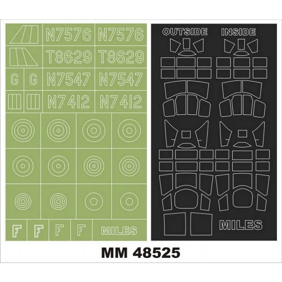 Montex MM48525 1/48 Miles Master I Paint Masking for Dora Wings kit 48032 (2 canopy & 1 insignia masks) - Model Planes