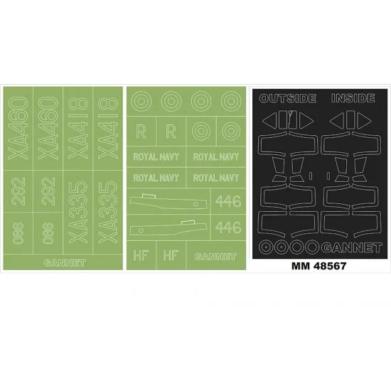 Montex MM48567 1/48 Fairey Gannet AS1/AS4 Canopy and Insignia Masks for Airfix #11007 - Model Planes