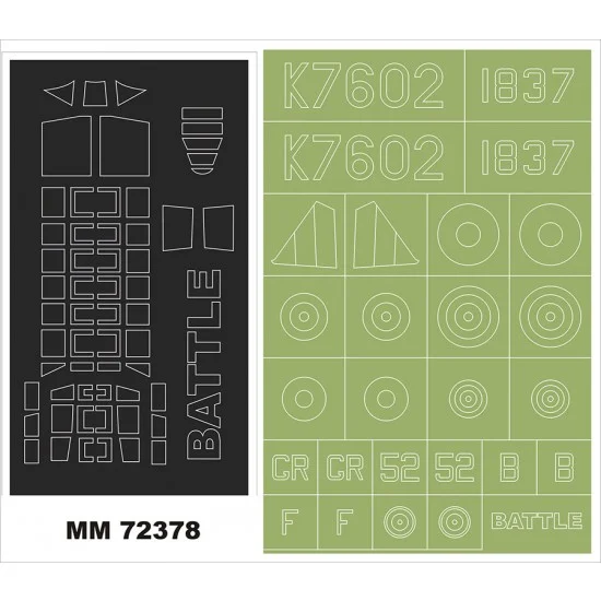 Montex MM72378 1/72 Fairey Battle Canopy and Insignia Masking for Azur Kit FR0047 - Model Planes