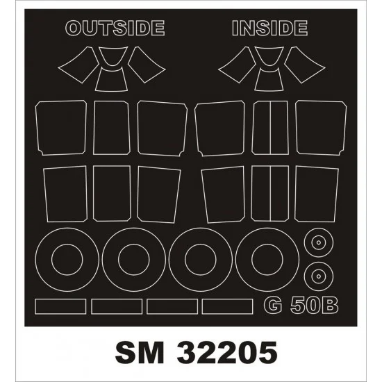 Montex SM32205 1/32 Fiat G-50B Canopy (outside, inside) & Wheels Paint Mask for Special Hobby kits