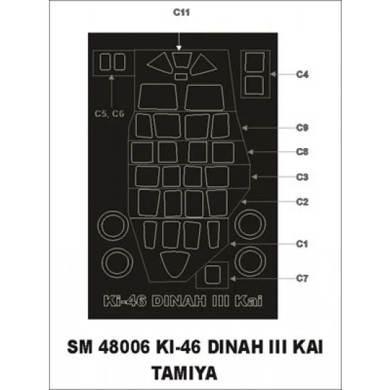 Montex SM48006 1/48 Ki-46 Dinah III Kai Paint Mask for Tamiya kit (outside)