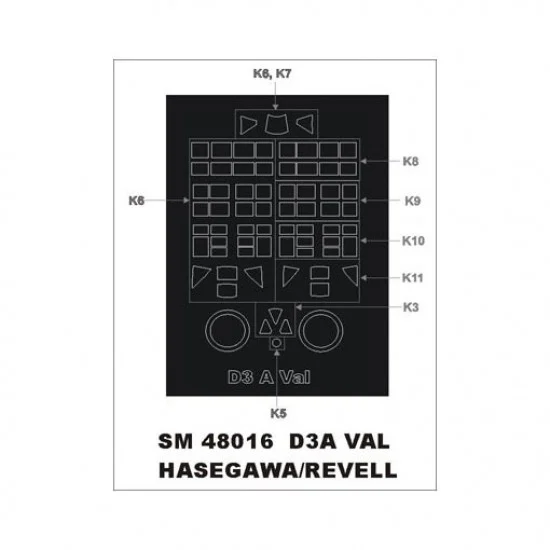 Montex SM48016 1/48 D3A Val Paint Mask for Hasegawa kit (outside) - Model Planes