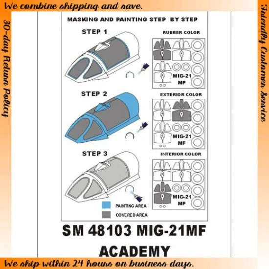 Montex SM48103 1/48 Mig-21MF Paint Mask for Academy kit (outside-inside)
