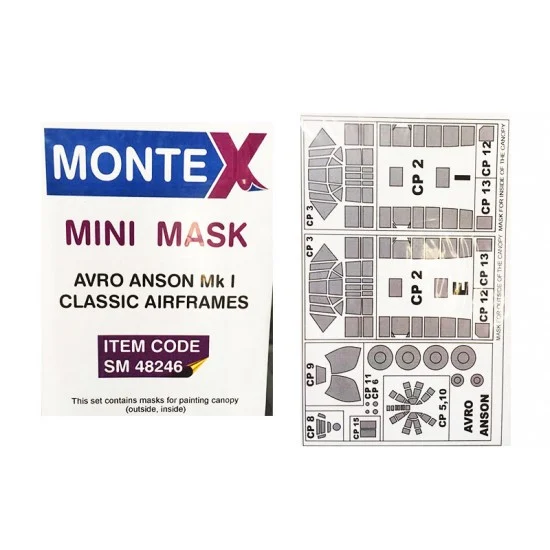 Montex SM48246 1/48 Avro Anson Paint Mask for Classic Airframes kit (outside-inside)