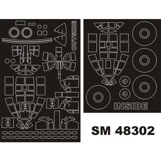 Montex SM48302 1/48 Avro Lancaster B Mk.I/III Paint Mask for Tamiya kit (outside-inside)