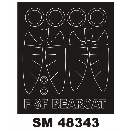 Montex SM48343 1/48 F8F Bearcat Paint Mask for HobbyBoss kit (outside-inside)