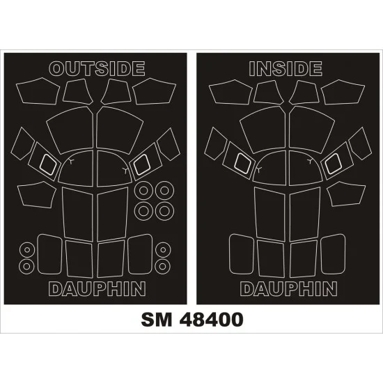 Montex SM48400 1/48 Aerospatiale SA.365F/AS.565SA Dauphin II Paint Mask for KittyHawk (outside, inside) - Model Planes