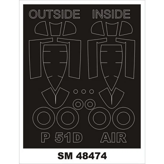 Montex SM48474 1/48 P-51D Mustang Paint Masks for Airfix kits (outside, inside)
