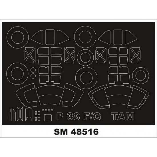 Montex SM48516 1/48 P-38F-G Paint Mask for Tamiya kits (outside, inside)