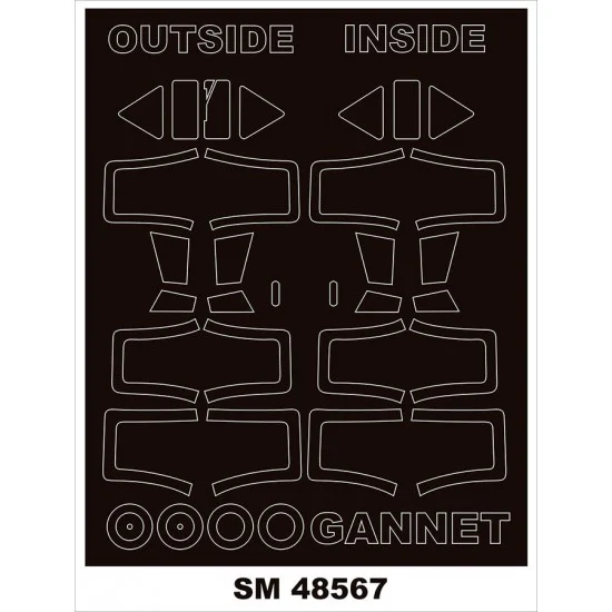 Montex SM48567 1/48 Fairey Gannet Canopy Masks (outside and inside) for Airfix kits - Model Planes