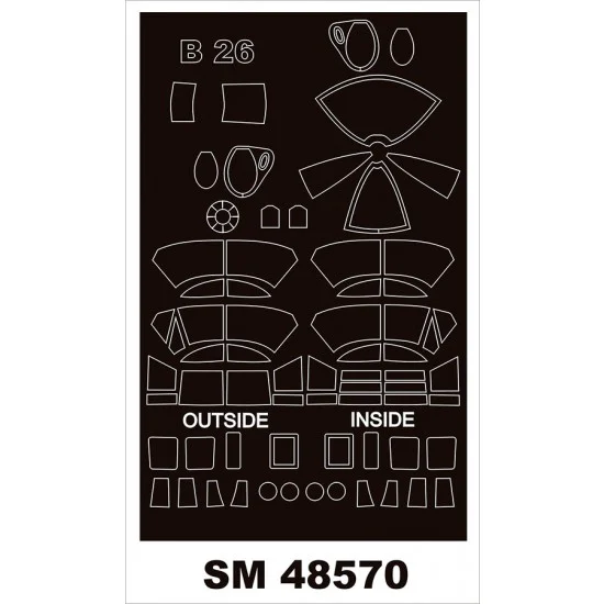 Montex SM48570 1/48 Martin B-26B Marauder Canopy Masks for ICM kits