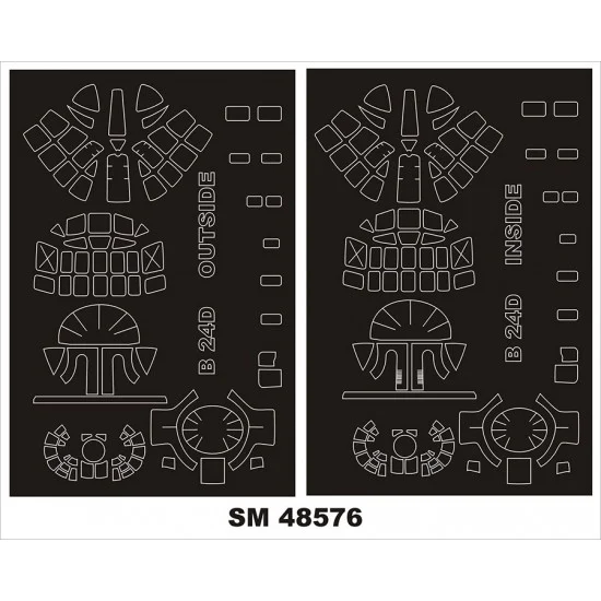 Montex SM48576 1/48 B-24D Lberator Canopy Masking for Hobby Boss Kit (Outside, Inside)