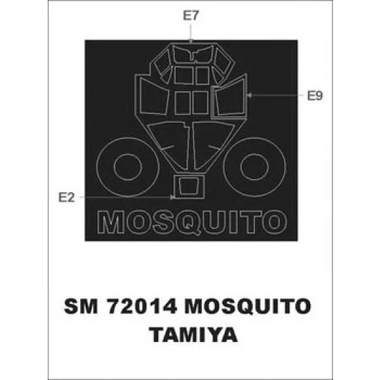Montex SM72014 1/72 de Havilland Mosquito Paint Mask for Tamiya kit (outside) - Model Planes