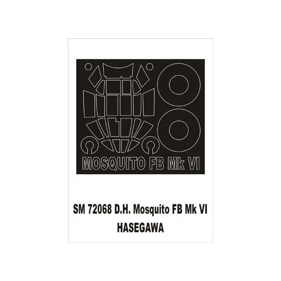 Montex SM72068 1/72 de Havilland Mosquito Paint Mask for Hasegawa kit (outside) - Model Planes