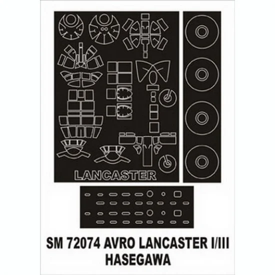 Montex SM72074 1/72 Avro Lancaster Mk.I/III Paint Mask for Hasegawa kit (outside) - Model Planes