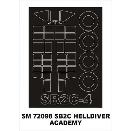 Montex SM72098 1/72 Curtiss SB2C Helldiver Paint Mask for Academy kit (outside) - Model Planes