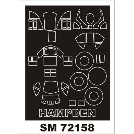 Montex SM72158 1/72 Handley Page Hampden Paint Mask for Valom kit (outside) - Model Planes