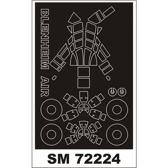 Montex SM72224 1/72 Bristol Blenheim Mk.I Paint Mask for Airfix kit (outside) - Model Planes
