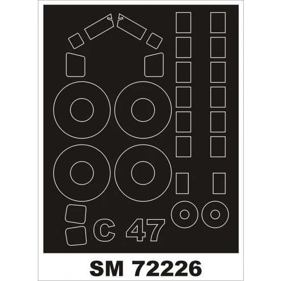 Montex SM72226 1/72 Douglas C-47 Skytrain New Tooling Paint Mask for Airfix kit (outside)