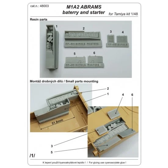 MP Originals Masters Models 48003 1/48 M1A2 Abrams Battery and Starter Detail set for Tamiya kits - Military Vehicles & Tanks