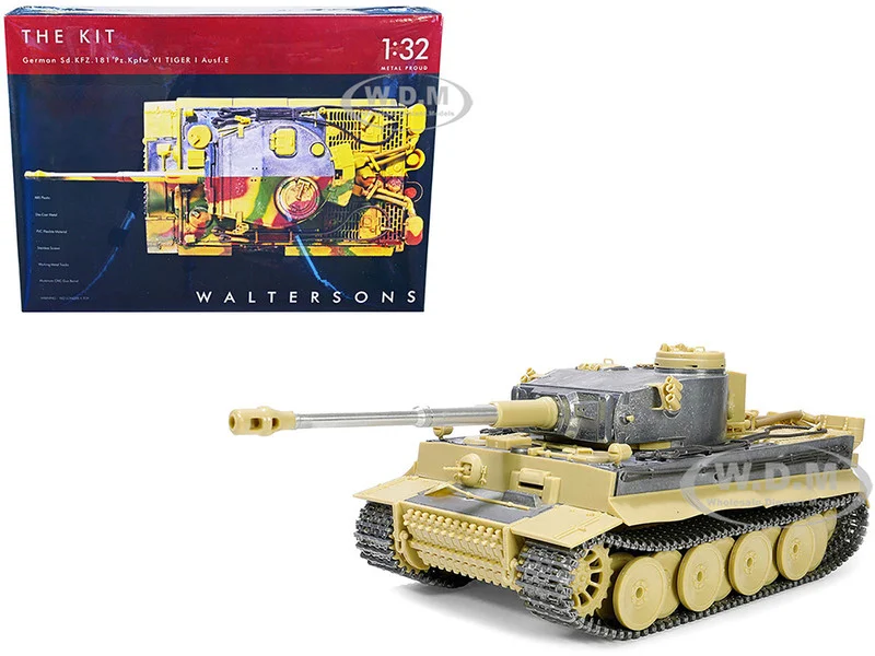 Skill 4 Model Kit German Sd.Kfz.181 Pz.Kpfw VI Tiger I (Early Production Model) Heavy Tank "Schwere Panzerabteilung 505, No. 100, Kursk" (July 1943) 1/32 Scale Model by Metal Proud - Military Models