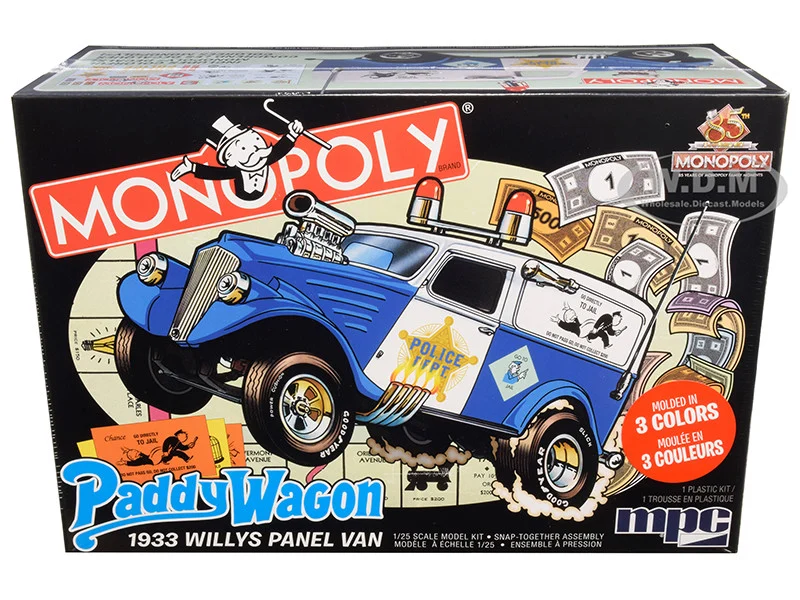Skill 2 Snap Model Kit 1933 Willys Panel Paddy Wagon Police Van "Monopoly" "85th Anniversary" 1/25 Scale Model by MPC - Police Models