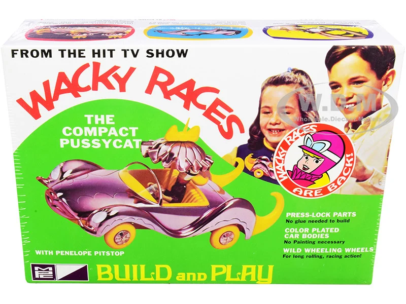 Skill 2 Snap Model Kit The Compact Pussycat with Penelope Pitstop Figurine "Wacky Races" (1968) TV Series 1/25 Scale Model by MPC - Movie/TV Series Models