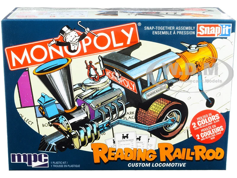 Skill 1 Snap Model Kit Reading Rail Rod Custom Locomotive "Monopoly" 1/25 Scale Model by MPC - Model Kits (To Built)
