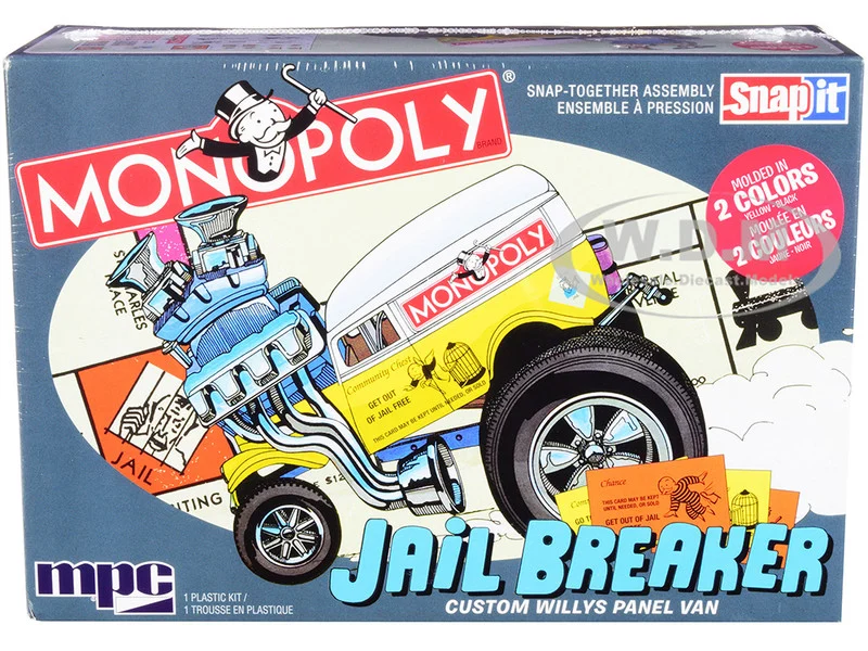 Skill 1 Snap Model Kit Custom Willys Panel Van Jail Breaker "Monopoly" 1/25 Scale Model by MPC - Willys Models