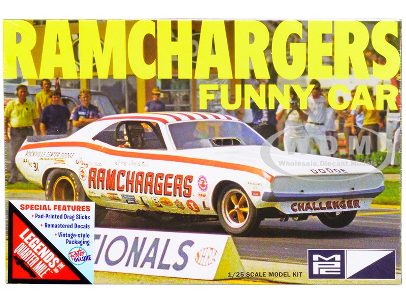 Skill 2 Model Kit Dodge Challenger Ramchargers Funny Car "Legends of the Quarter Mile" 1/25 Scale Model by MPC - Dodge Models