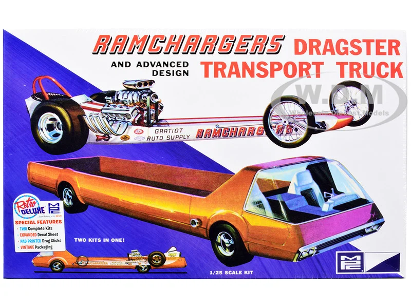 Skill 2 Model Kit Ramchargers Dragster and Advanced Design Transport Truck 2 Kits in 1 1/25 Scale Models by MPC - Model Kits (To Built)