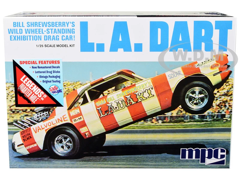 Skill 2 Model Kit Bill Shrewsberry's L.A. Dart Wheelstander Drag Car "Legends of the Quarter Mile" Series 1/25 Scale Model Car by MPC - Model Kits (To Built)