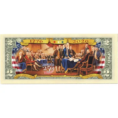250th ANNIVERSARY U.S.  Bill- Declaration of Independence, Merrick Mint (250TH_COL_BACK_TWO)