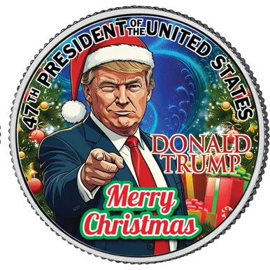 Trump Christmas Colorized Half Dollar Coin Merrick Mint (TRUMP_XMAS_CRTN_JFK )