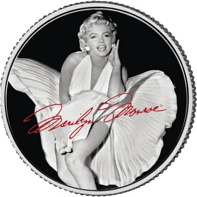 Marilyn Monroe in White Dress Colorized Half Dollar Coin Merrick Mint (Monroe_Happybd_JFK)