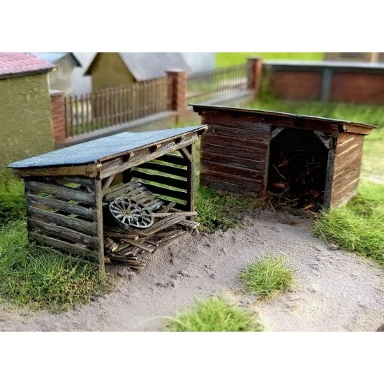 Model Scene 91512 TT Scale 2 Wooden Sheds - Scenics & Diorama