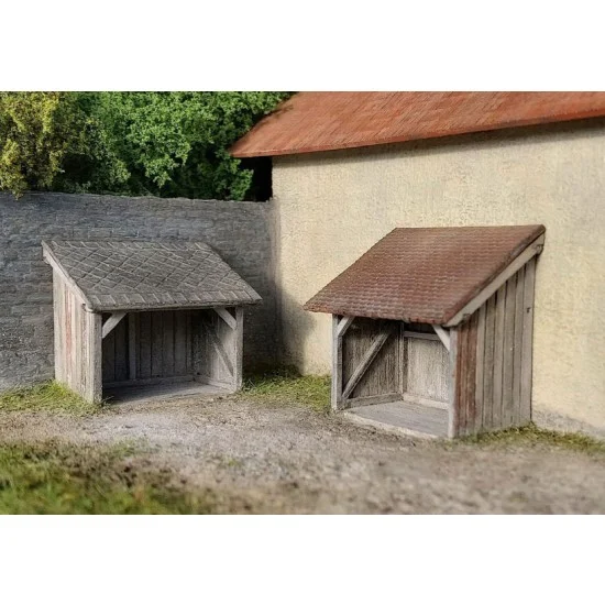Model Scene 91514 1/120 Wooden Structures Two Sheds to The Wall - Scenics & Diorama