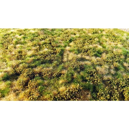 Model Scene F511 Grass Mat - Spring Meadow with Bushes & Dry Turfs (18 x 28 cm)