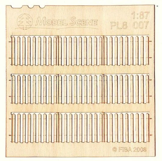 Model Scene PL8-007 HO Scale 1/87 Stockade Fence Boards - Standard Size Type 7