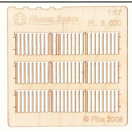 Model Scene PL8-020 HO Scale 1/87 Stockade Fence Boards - Standard Size Type 20