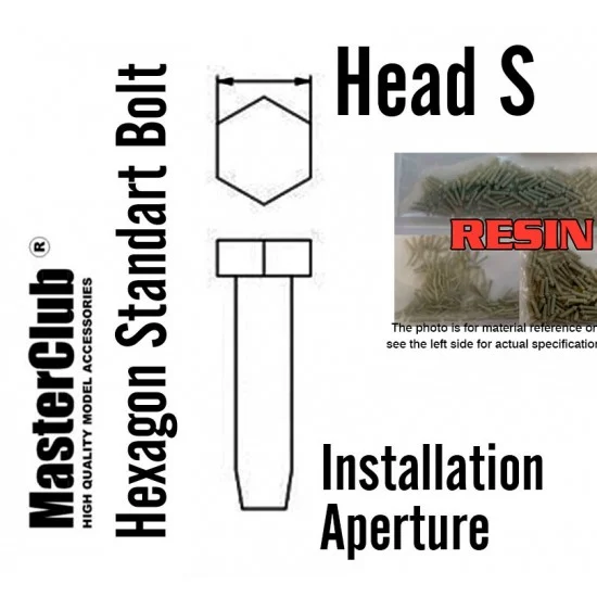 Master Club MC435033 Hexagon Standart Bolt #Head S Dia.: 0.6mm, Installation Aperture Dia.: 0.4mm (180pcs) - Hobby Tools & Supplies