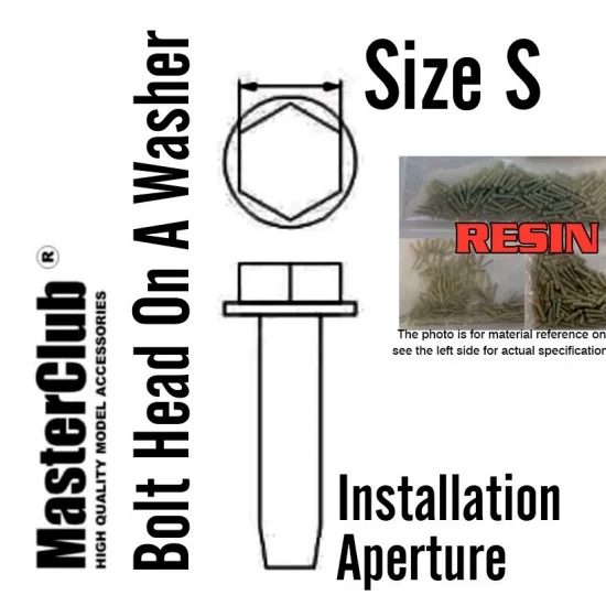 Master Club MC435063 Bolt Head On A Washer #Size S Dia.: 0.7mm, Installation Aperture Dia.: 0.8mm (140pcs) - Hobby Tools & Supplies
