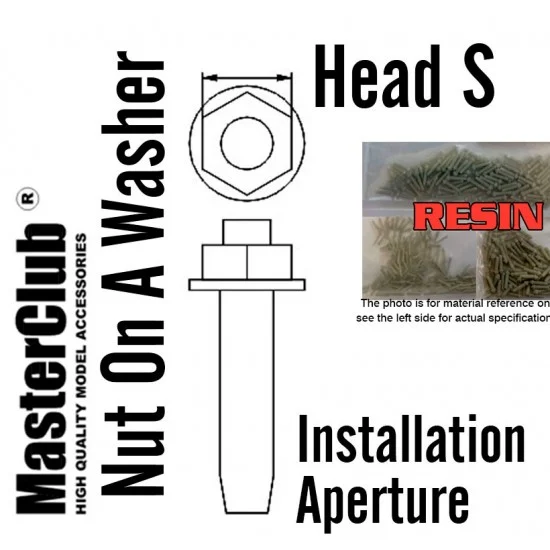 Master Club MC435071 Nut On A Washer #Head S Dia.: 0.5mm, Installation Aperture Dia.: 0.5mm (160pcs) - Hobby Tools & Supplies