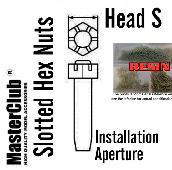 Master Club MC435083 Slotted Hex Nuts #Head S Dia.: 0.8mm, Installation Aperture Dia.: 0.6mm (130pcs) - Hobby Tools & Supplies