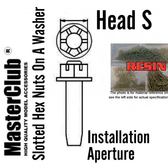 Master Club MC435121 Slotted Hex Nuts On A Washer #Head S Dia.: 0.6mm, Installation Aperture: 0.5mm (150pcs) - Hobby Tools & Supplies