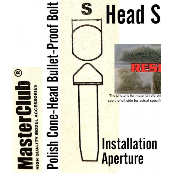 Master Club MC435241 Polish Cone-Head Bullet-Proof Bolt #S Dia.: 0.6mm, Installation Aperture: 0.5mm (160pcs)