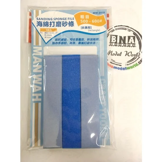 Manwa 2018 Sanding Sponge Stick 500-600# (5mm x 20mm x 110mm, 6pcs)