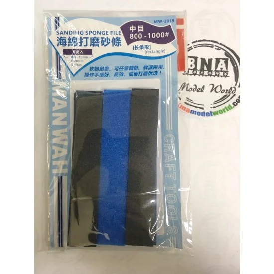 Manwa 2019 Sanding Sponge Stick 800-1000# (5mm x 20mm x 110mm, 6pcs)